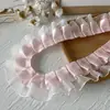 Acessórios de Poliéster Plissado de Camada Dupla Borda de Chiffon Transparente Punhos Feito à Mão DIY Renda Renda Gaze de Neve Cinto Material Decorativo
