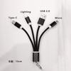 Cable de Carga para Llavero USB, Batería Portátil Trenzada Neutra con Forma de Corazón, Cable de Datos Tres en Uno, 13 cm