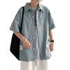 Comércio exterior transfronteiriço entrega homens 2024 primavera e verão camisa estampada masculina estudante elegante fino universitário estilo camisa manga curta