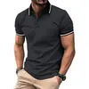 Europa Transfronteiriça Manga Curta Gola Lapela Cor Sólida Novo Estilo Manga Curta Casual Camisa POLO Estampa 3D Bolso Gola Lapela Camisa Polo