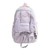 Mochila fofa estilo coreano com listras e orelhas de coelho para estudantes do ensino fundamental II e médio, mochila de viagem leve para meninas