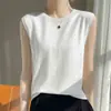 Chaleco de Hilo de Mecha para Mujer Cachemir Blanco Sin Mangas Cuello Redondo Chaleco de Lana Manga Corta Verano para Mujer Talla Única