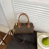 Versión Alta Estilo Nuevo Retro Vintage Mini Clásico Boston Bolso de Mano Cruzado al Hombro Bolso Almohada para Mujer