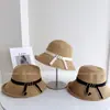 Chapéu de Pescador com Aba e Laço de Fita Estilo Relaxante de Verão para Mulheres, Chapéu de Palha para Férias, Chapéu de Praia, Chapéu de Sol, Chapéu Bucket