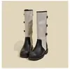 Botas largas de cuero suave con suela gruesa para mujer, nuevas botas de montar de caña alta 2026 con hebilla de cinturón, elegantes botas western, botas largas Maillard