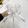 Fábrica de retalhos de fita de flor de laço com face brilhante e flor de flor de gaze de neve iridescente puxada à mão grande 70#