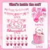 Decoración para Fiesta de Cumpleaños Tema Lazo Rosa Suministros Bandera-tirando Mesa Tenedor de Pastel Globo Traje de Decoración para Fiesta