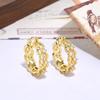 Brincos Personalizados Simples de Cobre Incrustado Zircônia Marquise em Formato de C Brincos Joias Geométricos Redondos Ondulados Populares Brincos Femininos