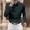 Camisa versátil elegante y sofisticada para hombre, de manga larga, estilo business casual, corte slim fit, sin costuras, con elástico y resistente a las arrugas, botones ocultos