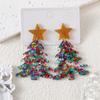 Europa e Estados Unidos brincos de Natal transfronteiriços brincos fofos brincos fofos árvore de Natal floco de neve mulheres moda jóias fornecimento por atacado