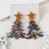 Europa e Estados Unidos brincos de Natal transfronteiriços brincos fofos brincos fofos árvore de Natal floco de neve mulheres moda jóias fornecimento por atacado