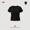 Camiseta de Manga Corta para Mujer Bk Algodón y Lino Ligera Skm Ropa para Mujer 155g Verano Delgada Transpirable Holgada Color Sólido Cuello Redondo Hombro Recto
