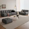 Sofá Moderno Simples de Tecido para Sala de Estar de Casa Linha Reta Assento Largo Profundidade Grande e Pequeno Apartamento Sofá Nuvem Marshmallow Creme
