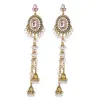 Pendientes étnicos de talla europea y americana más vendidos, pendientes largos ovalados en forma de lágrima, estilo étnico elaborado y creativo con incrustaciones de diamantes de alta gama