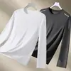 [Envio Rápido] Camiseta Masculina de Manga Longa, Roupa Íntima Masculina de Outono, Corte Amplo, Camada Base Elástica, Camiseta Masculina Estampada