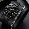 Popular Transfronterizo Ginebra Moda Cinturón para Hombre Reloj de Cuarzo Simple Set de Relojes para Hombre de Negocios Listo para la Venta