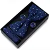 Pajarita para Hombre, Gemelos Jacquard para Boda de Negocios, Set de Tres Piezas con Pañuelo de Bolsillo, Set de Caja de Regalo con Accesorios de Traje de Moda