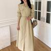 Chic Coreano2026 Estilo Nuevo Primavera y Otoño Elegante Francés Madura Suave Vestido de Largo Medio con Lazo en la Cintura para Mujer