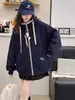 Jaqueta Moletom com Capuz Patchwork Nova Outono 2026 para Meninas, Top com Capuz Bordado Solto Espesso Estilo College