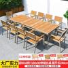 Mesas y Sillas de Exterior Madera Plástica Mesa de Comedor para Patio Protección Solar Anticorrosión Madera Ocio Cafetería Balcón Mesas y Sillas de Exterior Jardín Venta al por Mayor