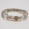 Pulsera de Cristal Blanco Natural Xingman Tongyang para Mujer Versátil Cuentas de Concha Blanca Pulsera Luz de Luna Gris Venta al por Mayor