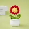 Dia dos Namorados Vaso de Planta de Lã com Margaridas Feito à Mão Combinado Produto Acabado como Presente de Aniversário para Namorada