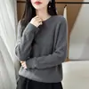 Suéter Grueso de Punto 100% Lana Pura para Mujer Cuello Redondo Tejido de Cable de Diamante Suave Cálido Capa Interior Capa Base Otoño Invierno
