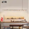 Estilo de canción estética bambú-junta mármol natural candelabro de comedor, mesa de comedor, barra de bar, sala de té Zen, estudio, lámpara de oficina larga
