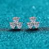 Pendientes de plata S925 para mujer, con forma de trébol, elegantes y sencillos, de moissanita para boda, joyería para las orejas, venta al por mayor transfronteriza.