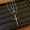 Colar Corrente Redonda de Zircônia Multicamadas Ajustável, Corrente de Clavícula Pesada Estilo Metal Europeu e Americano com um Design Único