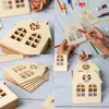 Casa de Madera sin Acabado en Forma de Casa Piezas de Madera en Blanco para Manualidades DIY, Colgantes Decorativos para Bodas y Fiestas Infantiles
