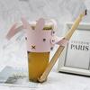 Lugar de fábrica dibujos animados lindo conejo juego de tazas para té de leche cuero PU exterior portátil té de leche café juego de tazas térmicas