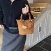 Bolsa Linda de Dibujos Animados Estilo Japonés, Bolso Peludo de Felpa para Otoño e Invierno, Bolso de Mano Elegante, Bolso Cubo, Bolso Cruzado al Hombro, Bolso de Mujer