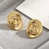 Pendientes de remolino espiral transfronterizos europeos y americanos, tachuelas geométricas lisas multicapa, estilo minimalista, pendientes exagerados de alta gama al por mayor