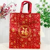 Bolsa de Ano Novo Não Tecido Festival da Primavera Grande Sacola Ambiental Vermelha Sacola de Presente da Sorte para o Dia de Ano Novo Sacola de Embalagem para Presente de Produtos de Ano Novo