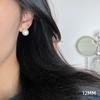 Aretes de perlas de polvo de cereza de pan al vapor Shijia para mujer, pin de plata esterlina S925, clip para la oreja, aretes de diseño minoritario de alta gama