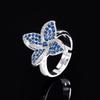 Anillo de circón con forma de pétalo para mujer, joyería Huayoumei, anillo abierto ajustable con diamantes rosas, anillo ligero de lujo a la moda para el dedo índice.