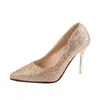Boda plata tacones altos tacón de aguja zapatos de boda de cristal zapatos de boda para mujer