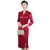 Cheongsam rojo vino para mujer, verano, joven, mediana edad, vestido de novia para madre, vestido para fiesta de boda, vestido de alta gama