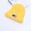 Toucas de inverno para bebês estilo japonês e coreano, com etiqueta para meninas, gorros de tricô para outono, gorros de tricô infantis, gorros para meninos