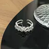 Anillo Abierto de Doble Capa con Corona de Moda y Fresco Incrustado con Diamantes y Circonitas para Mujer Estilo Ins de Lujo Ligero Anillo Apilable para Dedo Índice