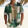 Camisa de manga corta retro americana de comercio exterior de Amazon con estampado de cuadros, top casual con un toque de alta gama, camisa elástica en cuatro direcciones para hombre