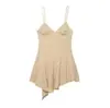 Ropa de Mujer 2026 Primavera Nueva Moda Vestido Corto de Cuadros con Encaje Falda de Tirantes Cuadriculada Asimétrica Falda Corta