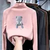 Camiseta de base infantil para outono e inverno, roupa íntima para meninas, top infantil quente de manga longa com forro de fleece de inverno, gola semimanga alta, veludo alemão