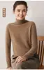 100% Cashmere Outono/Inverno Novo Estilo Curto Caimento Solto Feminino Gola Alta Cor Sólida Versátil Camada Base Tricô Suéter Pulôver