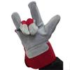Guantes de cuero de palma completa de dos capas de tela roja guantes cortos de cuero para soldar guantes de cuero anti-pelo