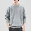 (Lana de Cordero) Suéter de Punto Redondo Auto-Calentable de Lyocell Tencel para Hombre en Otoño e Invierno, Capa Base Engrosada