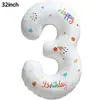 Globos de Foil con Letras y Números de Cumpleaños Coloridos Estilo Coreano Ins, Globos Decorativos Blancos con Cara Sonriente y Margarita para Exteriores