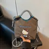 Versión Coreana de Ins Nuevo Aspecto Fresco y Dulce Literario Bordado Lindo Gatito Bolsa para Mujer Ligera Cruzada