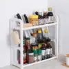 Presente de Cozinha Prateleira de Armazenamento de Dois Níveis Porta Hashi e Faca Prateleira de Temperos Ferramenta de Instalação Sem Furos